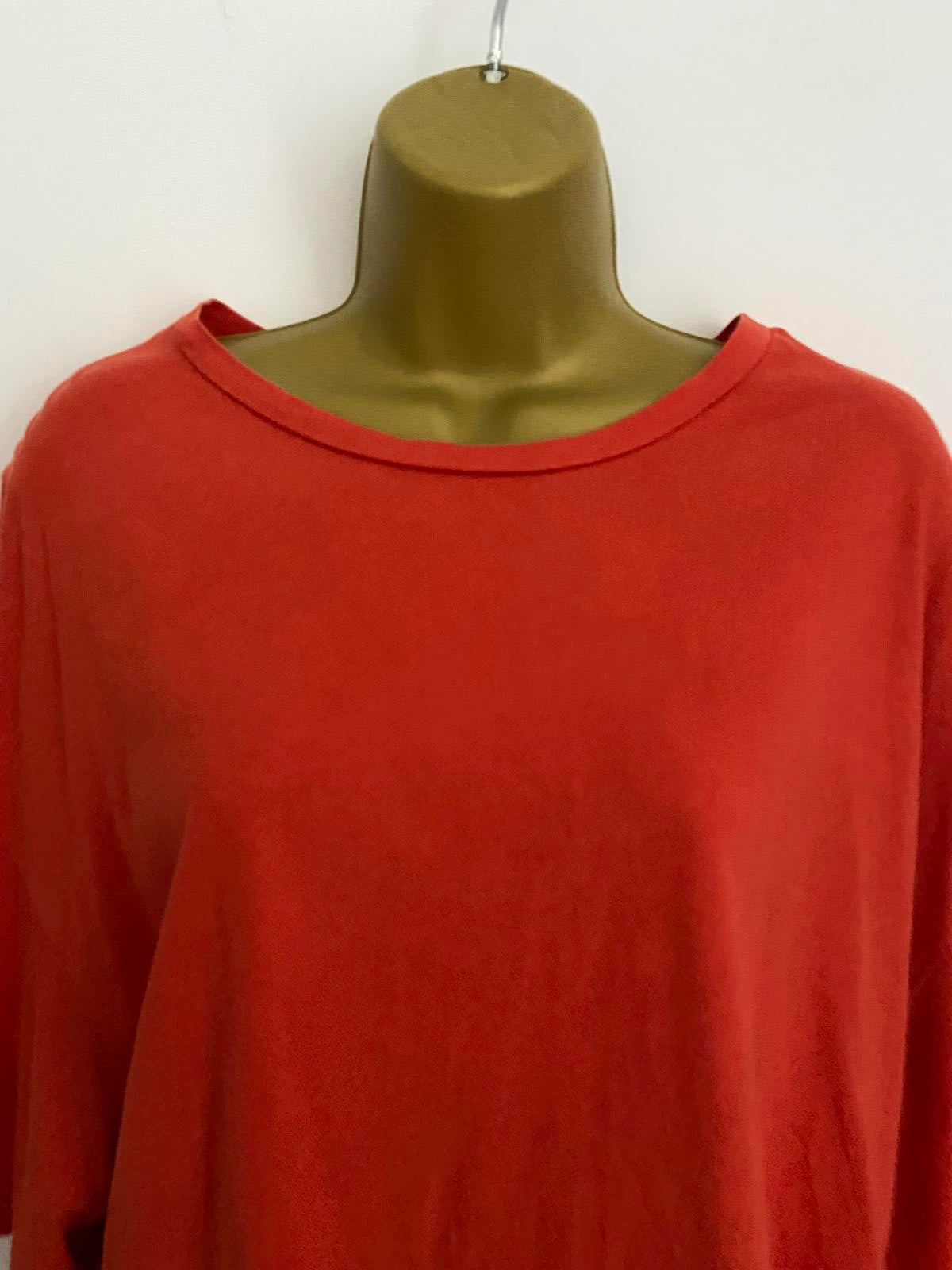 H&M Size M Red Rust 100% Cotton Short Sleeve Tiered Ruffle Hem Smock Top