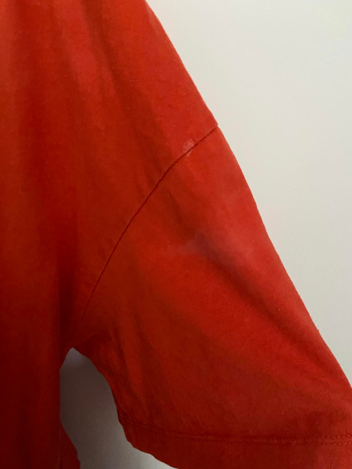 H&M Size M Red Rust 100% Cotton Short Sleeve Tiered Ruffle Hem Smock Top
