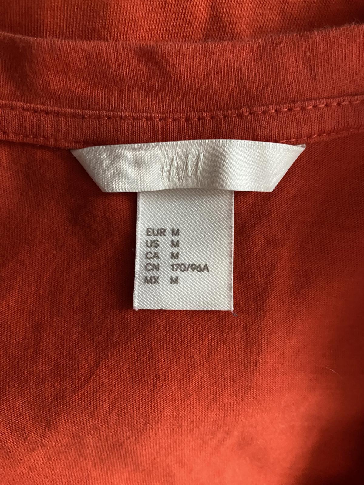 H&M Size M Red Rust 100% Cotton Short Sleeve Tiered Ruffle Hem Smock Top