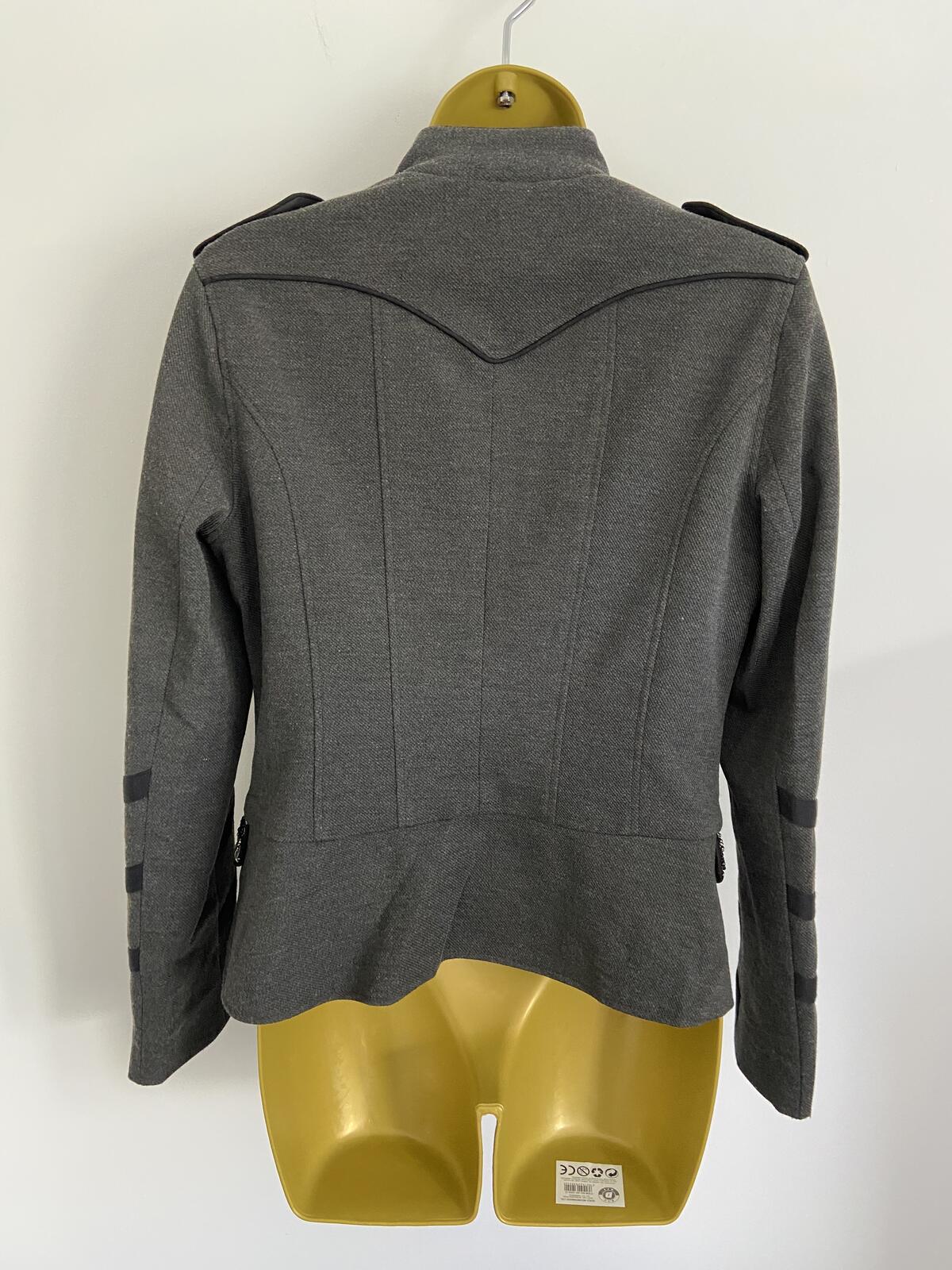F&F Grey Embellished Military Style Fitted Blazer Jacket Size 10-12
