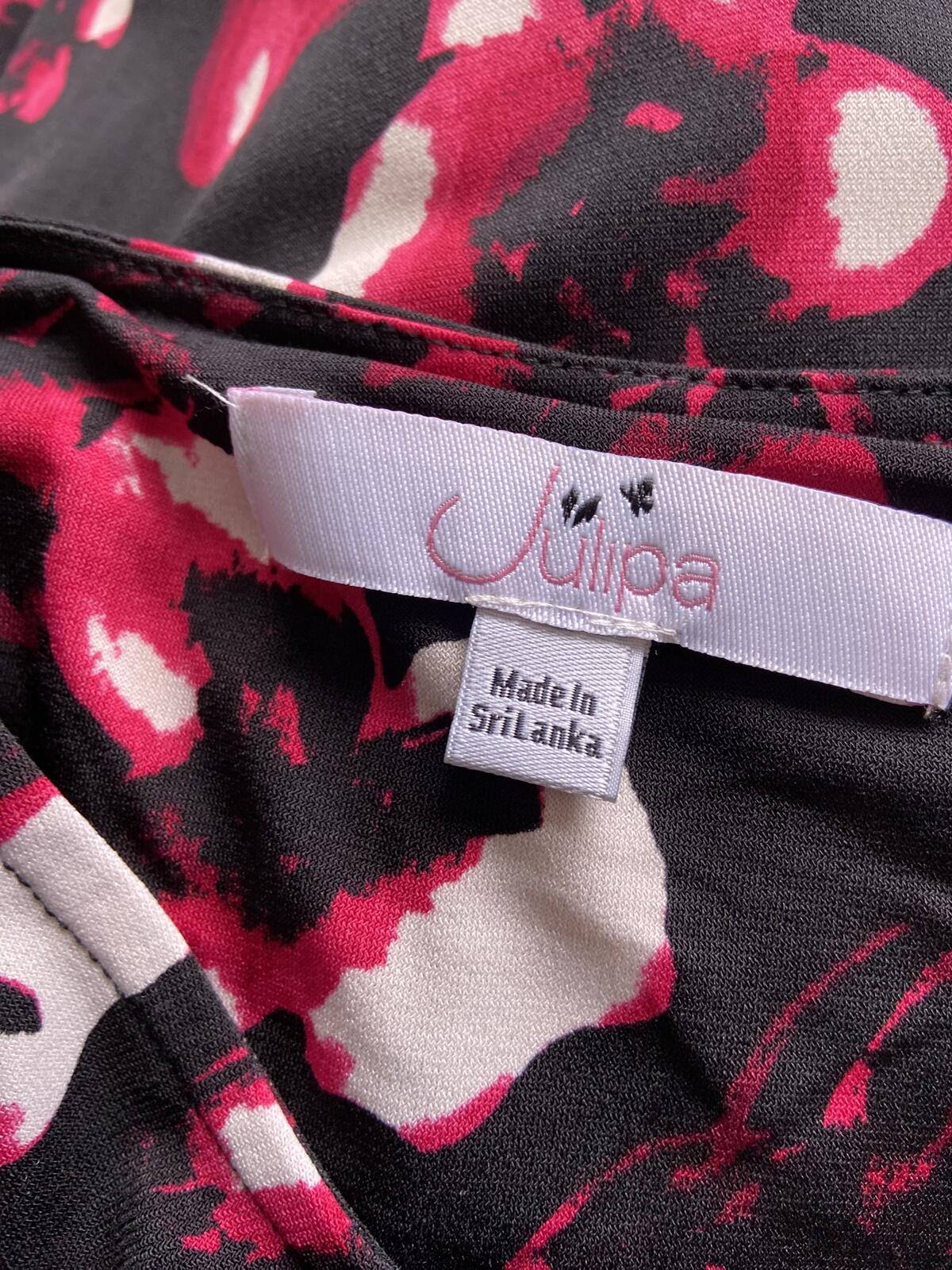 Julipa Black Sleeveless Midi Dress Pink & White Floral Print Size 10