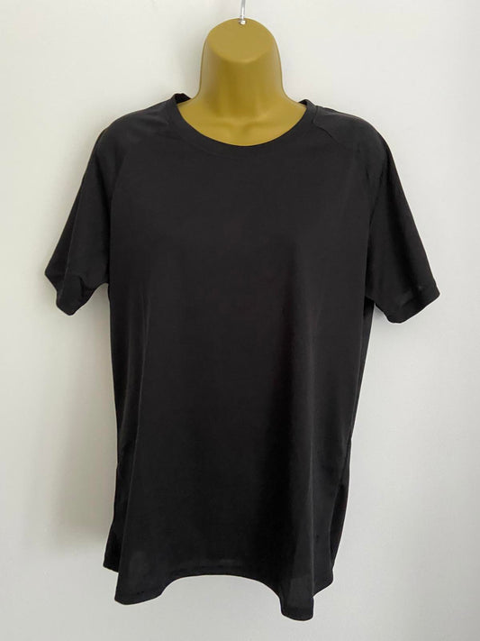 Size XL Black Fitness T-Shirt Gym Top Reflective Silver Arm Detail Activewear