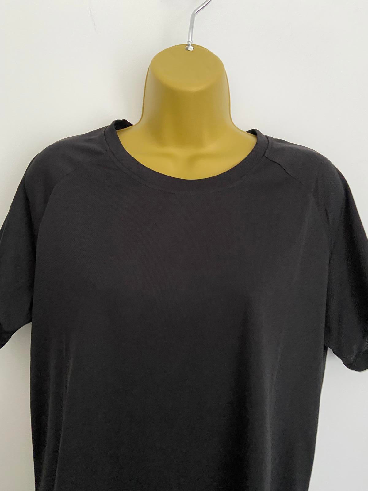 Size XL Black Fitness T-Shirt Gym Top Reflective Silver Arm Detail Activewear