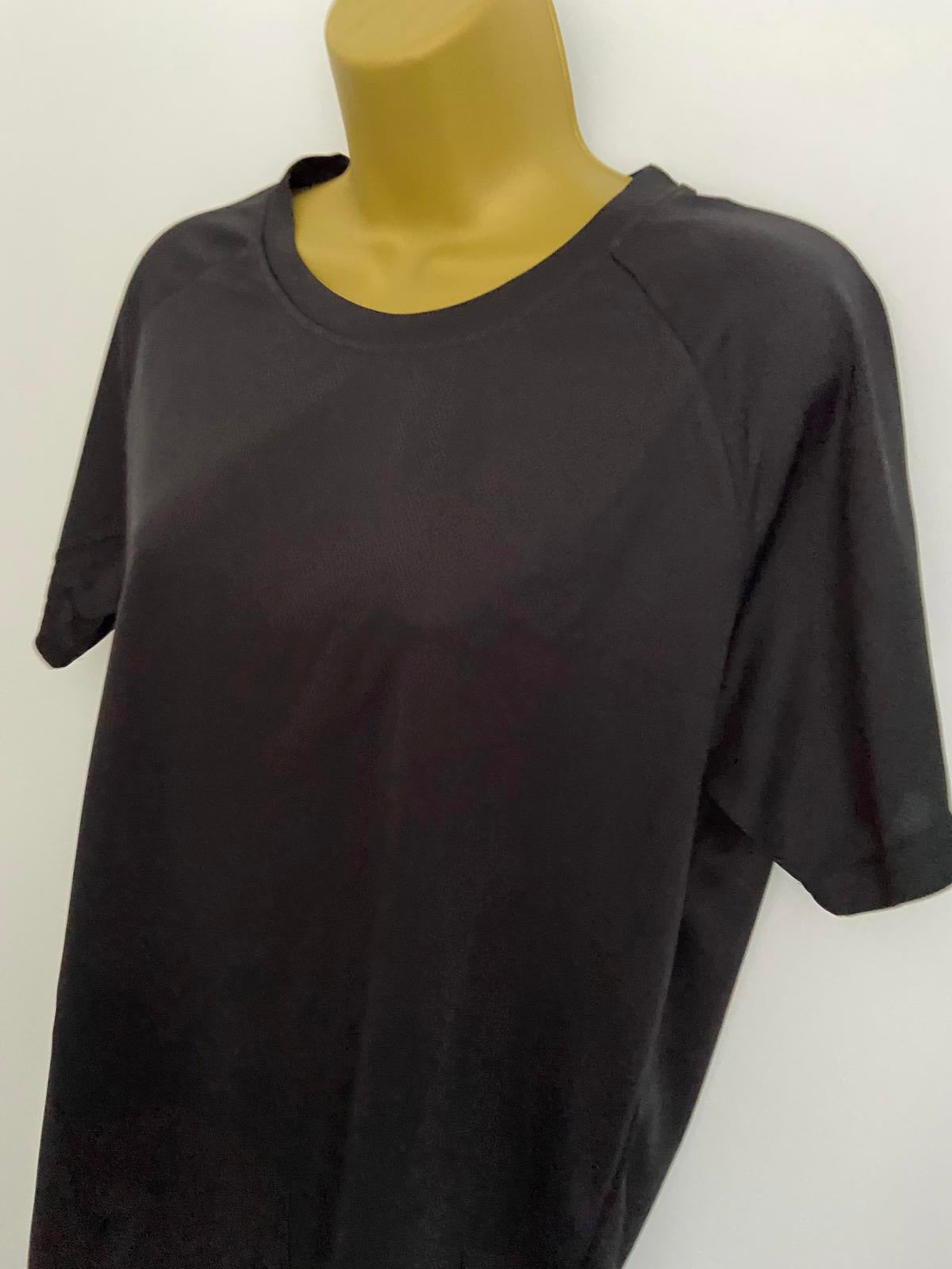 Size XL Black Fitness T-Shirt Gym Top Reflective Silver Arm Detail Activewear