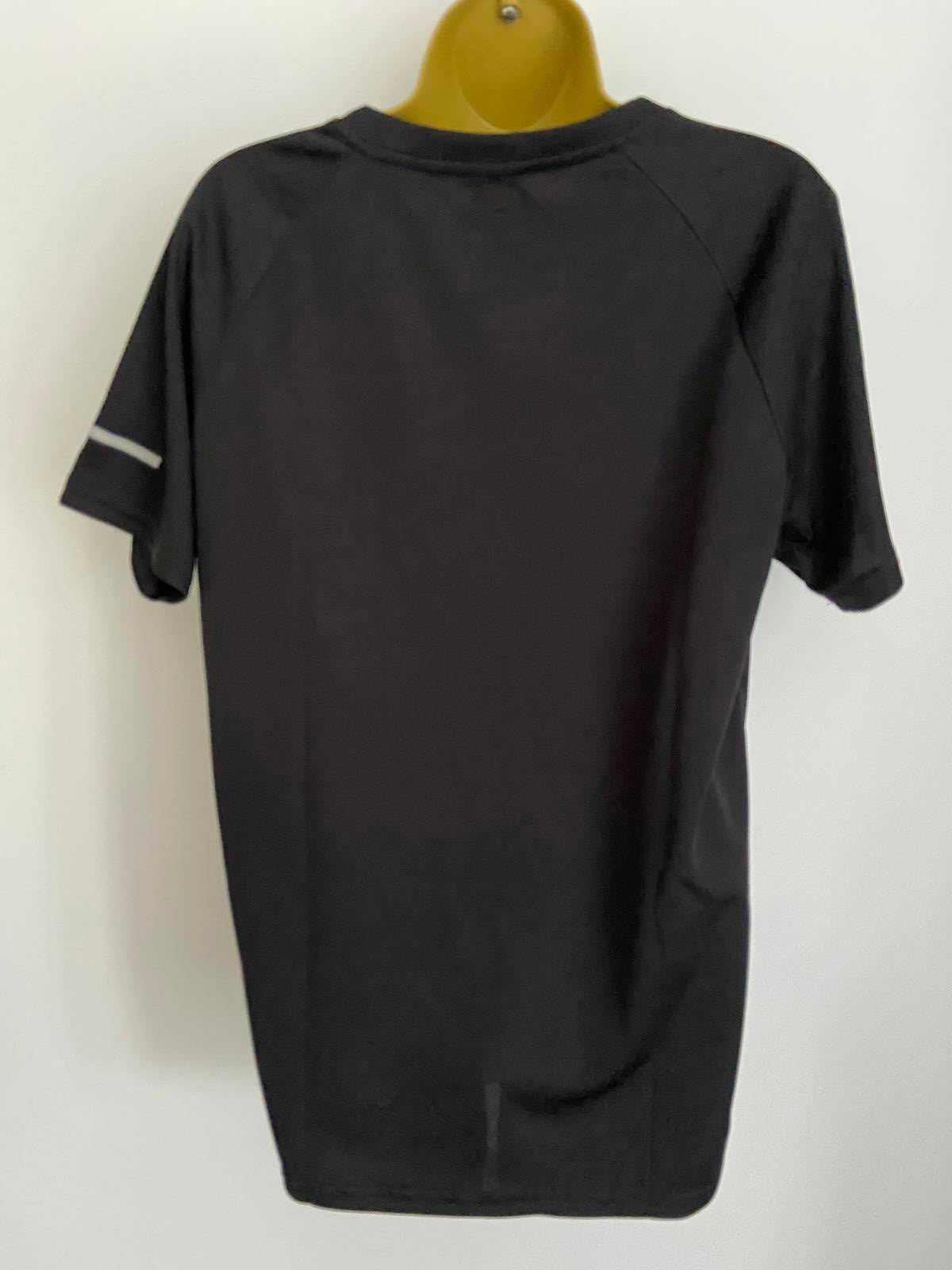 Size XL Black Fitness T-Shirt Gym Top Reflective Silver Arm Detail Activewear