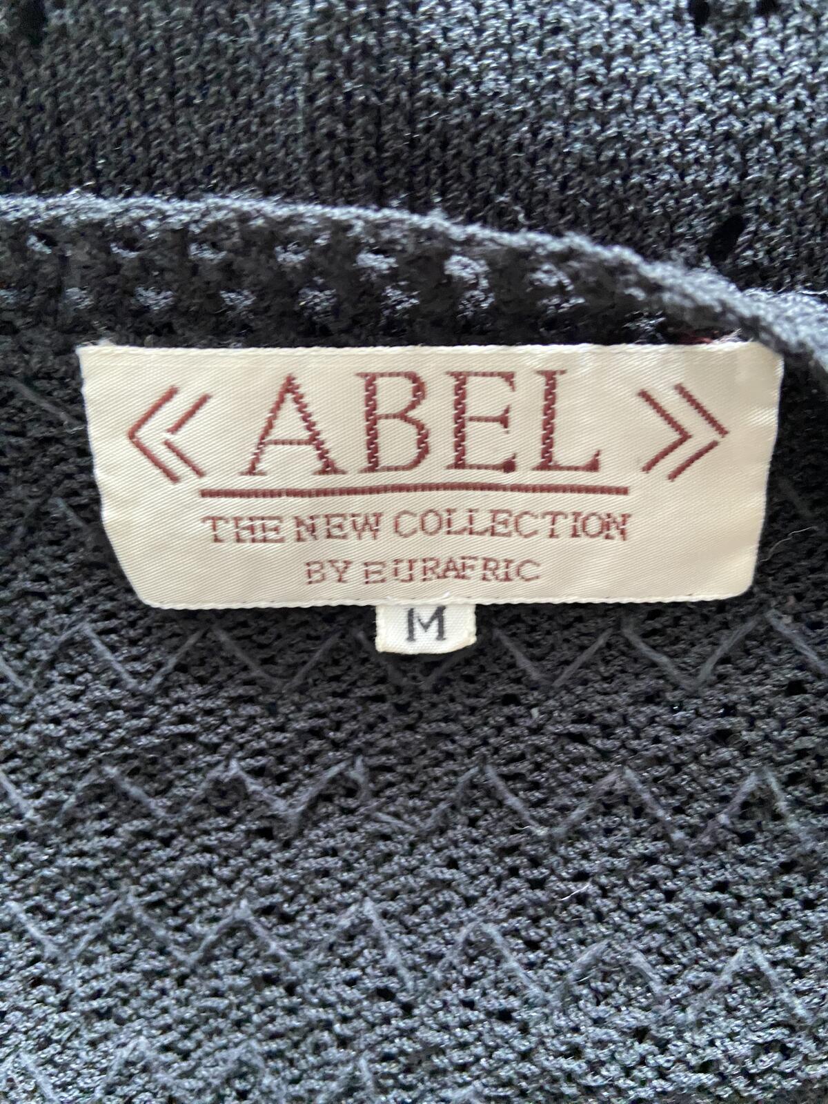Abel Black Beaded Crochet Style Open Front Cardigan - Size Medium