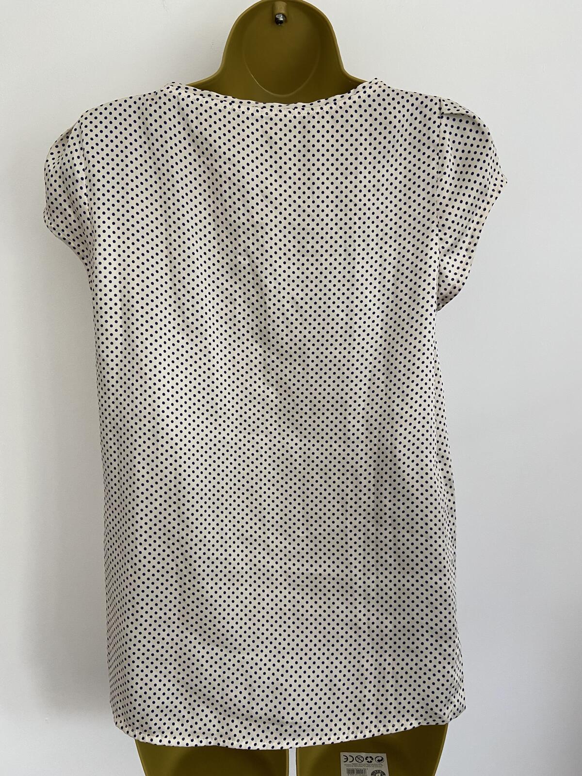 Zara Ivory and Blue Polka Dot Lightweight Blouse - Size Small