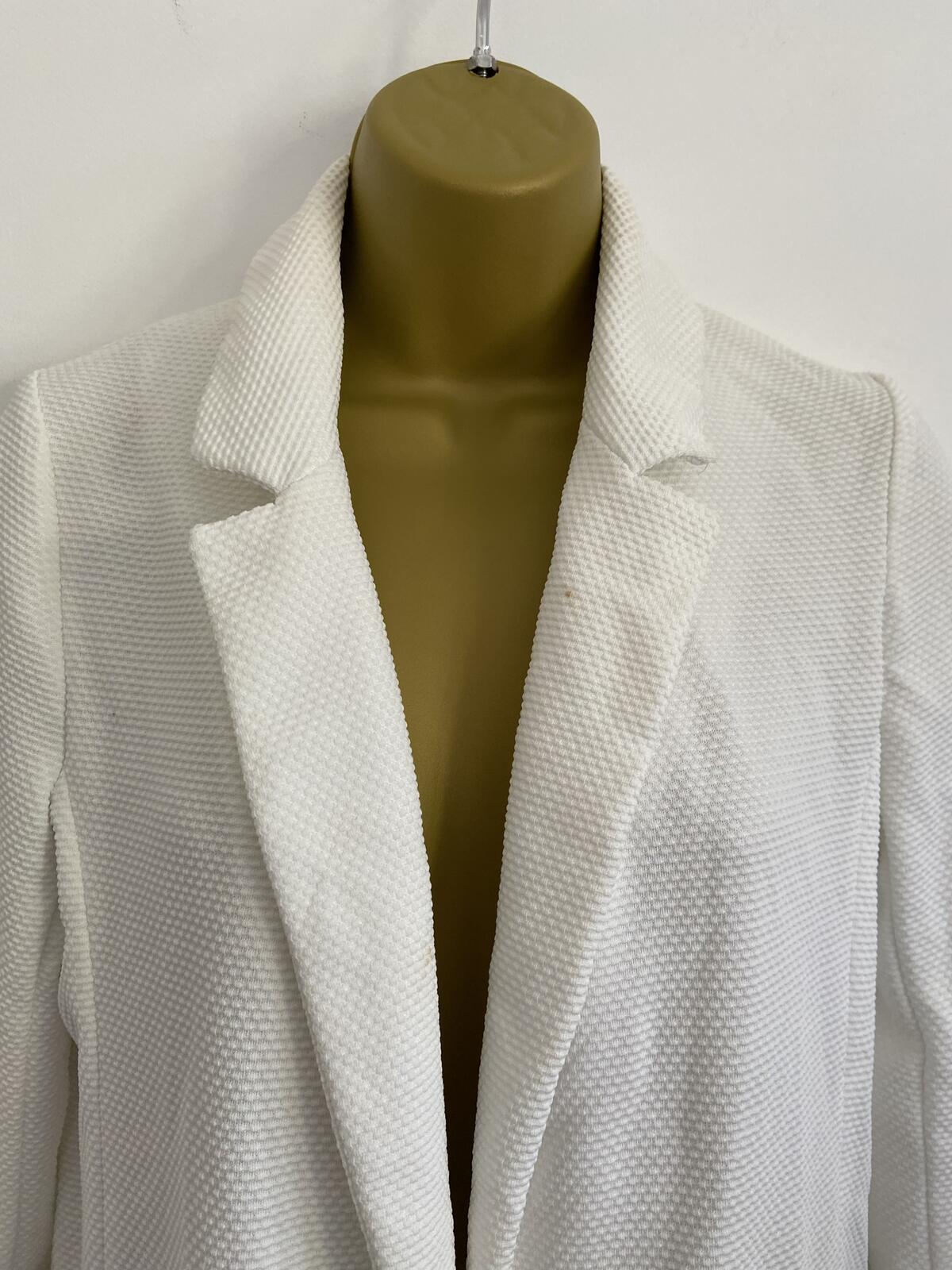 New Look White Waffle Texture Lightweight Summer Blazer - Size 8