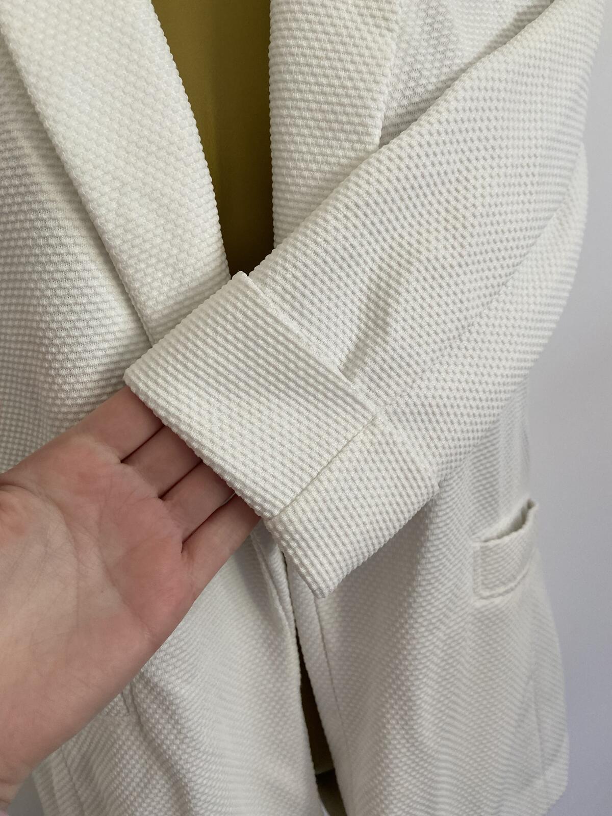 New Look White Waffle Texture Lightweight Summer Blazer - Size 8