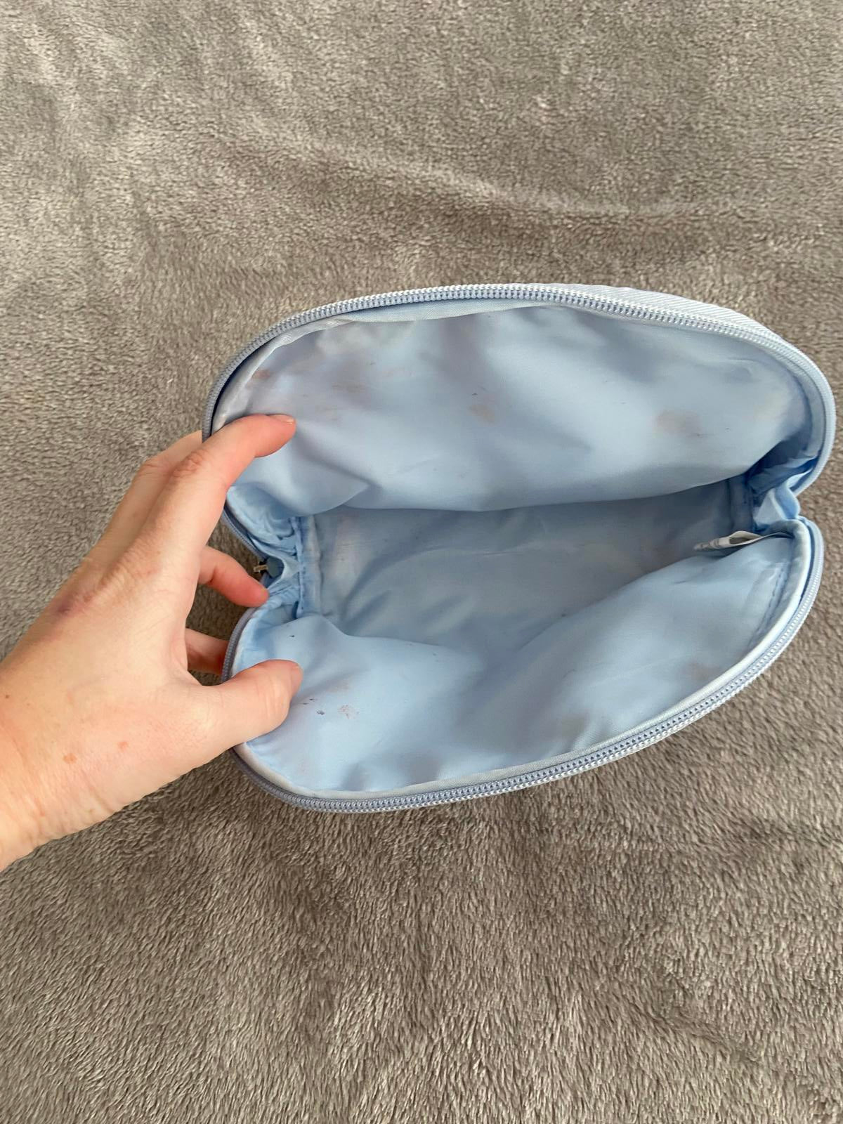 Sainsbury's Blue Floral Makeup Bag Large Rose Print Zip Cosmetic Toiletry Pouch