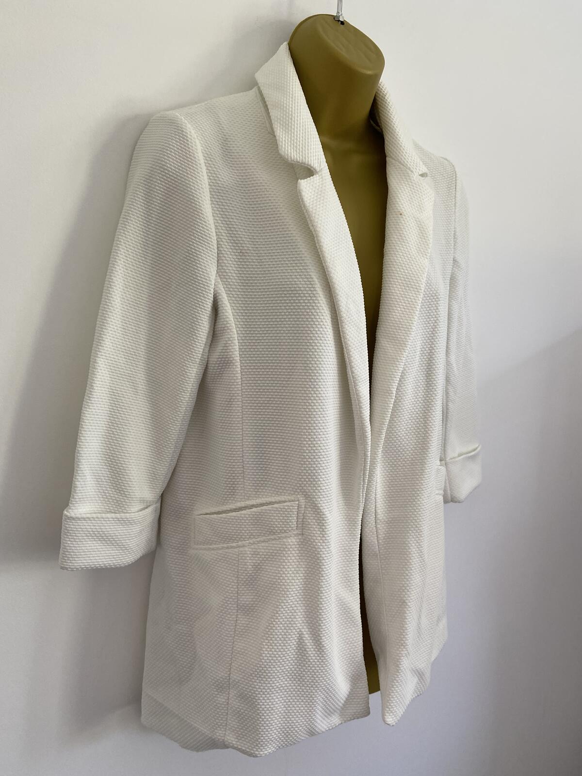 New Look White Waffle Texture Lightweight Summer Blazer - Size 8