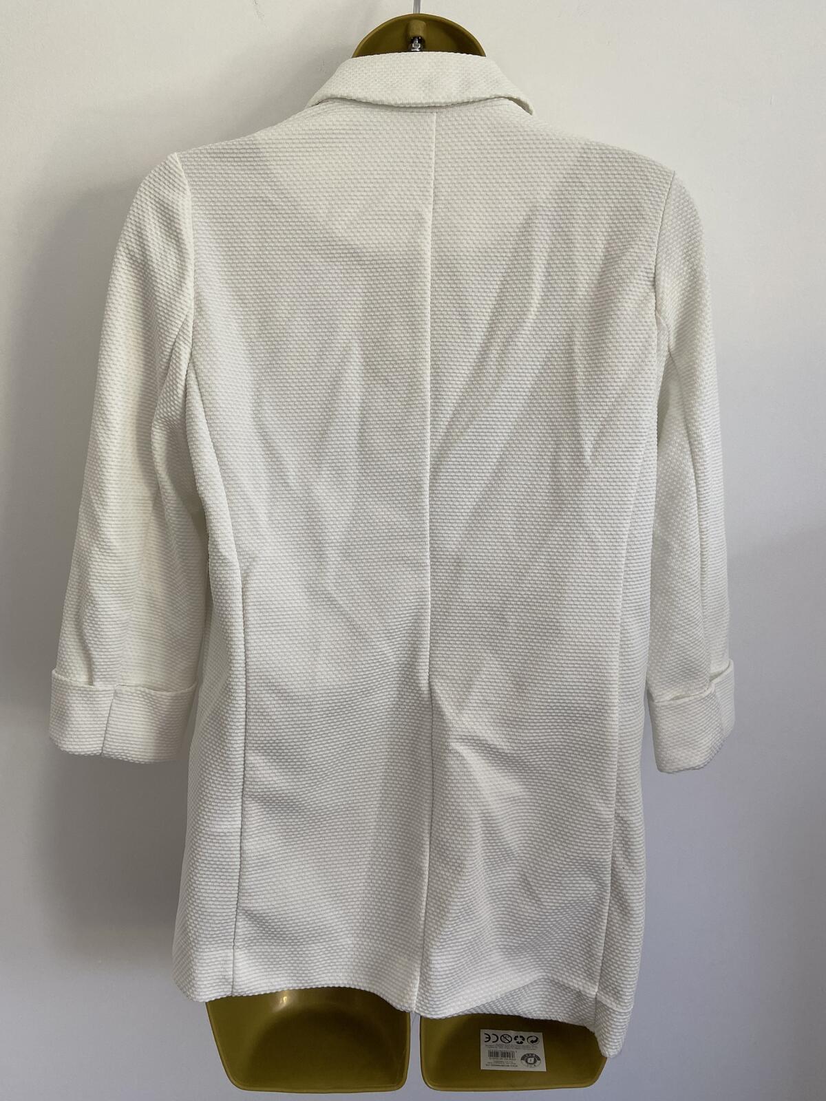 New Look White Waffle Texture Lightweight Summer Blazer - Size 8