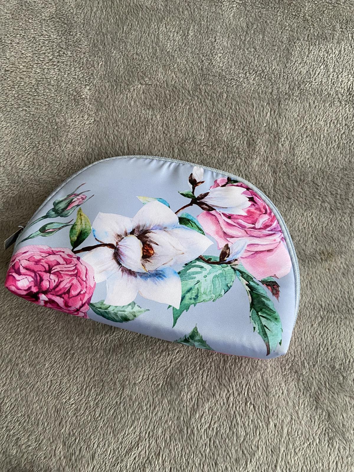 Sainsbury's Blue Floral Makeup Bag Large Rose Print Zip Cosmetic Toiletry Pouch