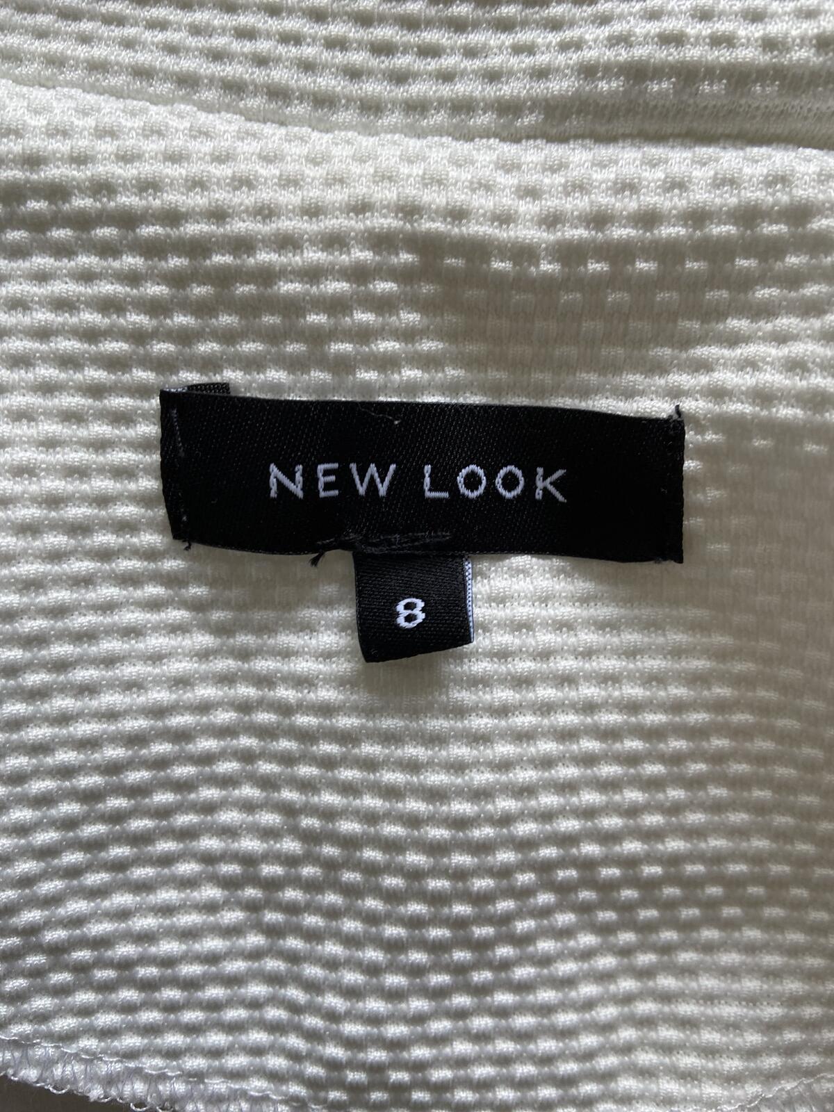 New Look White Waffle Texture Lightweight Summer Blazer - Size 8
