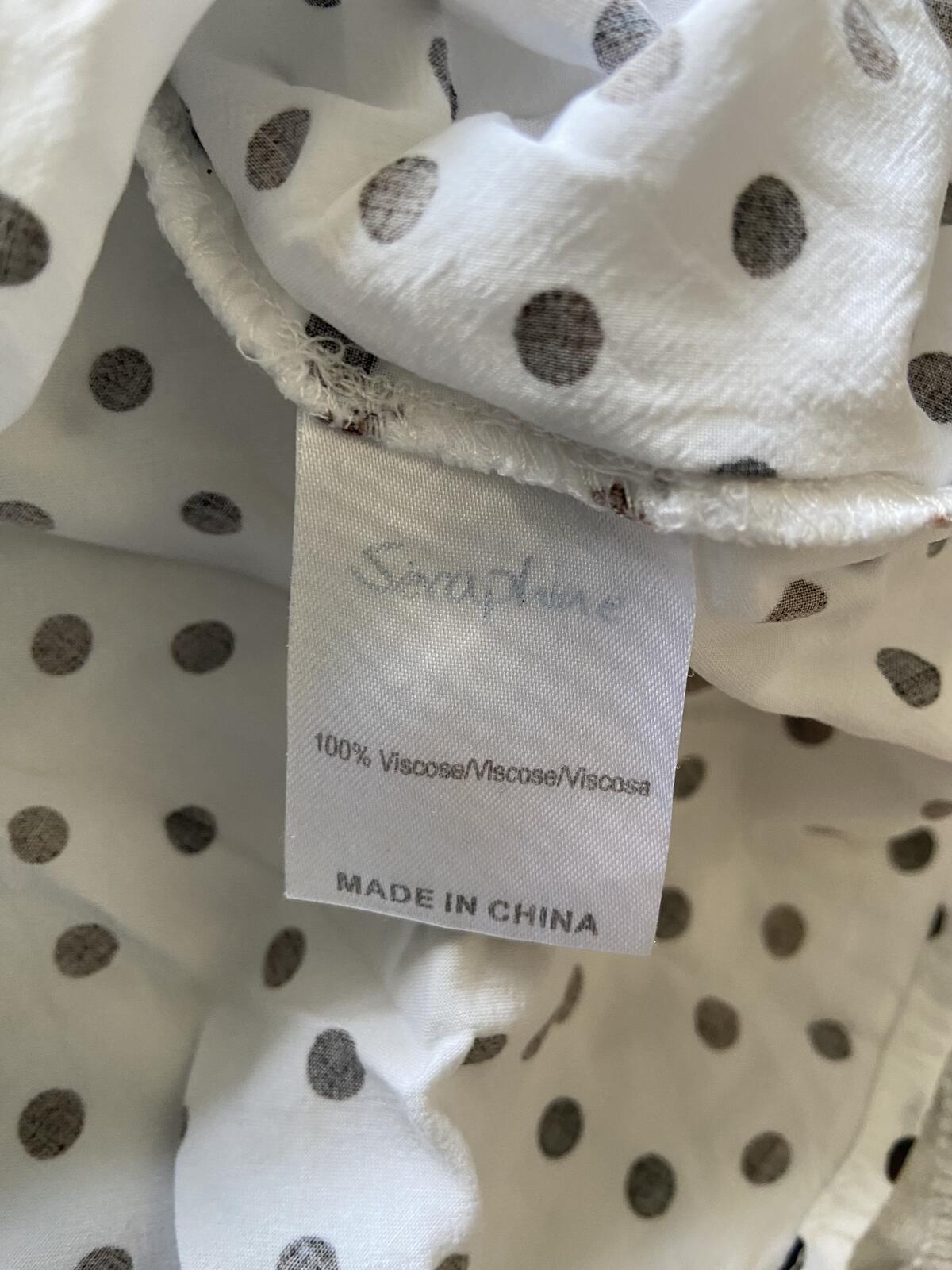 Seraphine White Polka Dot Pleated Long Sleeve Blouse - UK Size 6