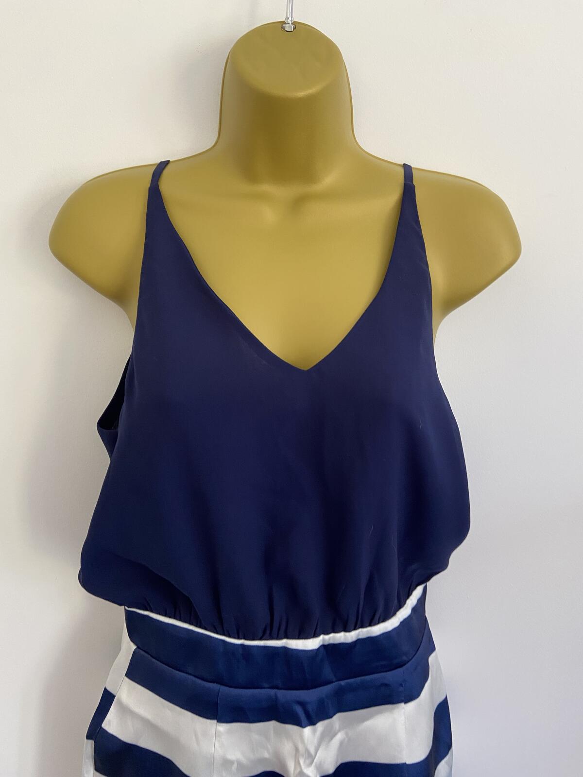 AX Paris Blue and White Nautical Style Summer Dress - Size 8
