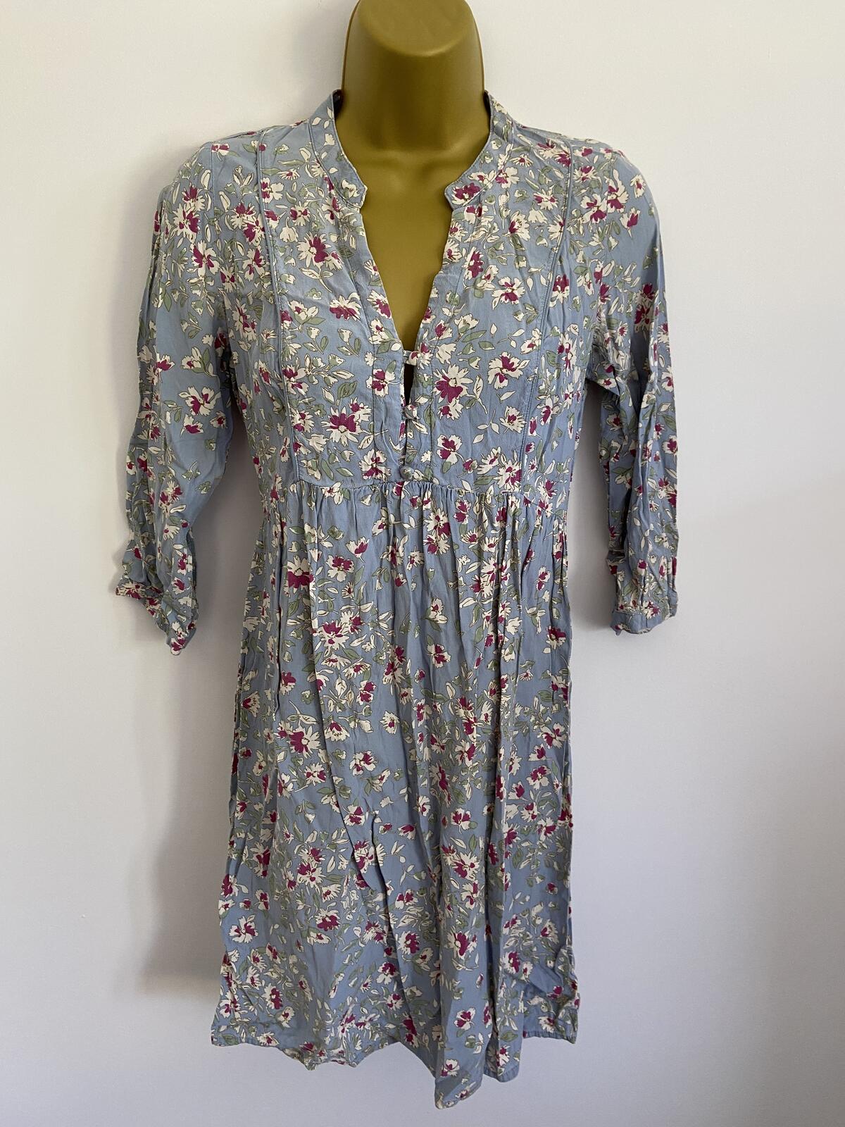 Seraphine Baby Blue Floral V-Neck Button Front Dress - UK Size 6