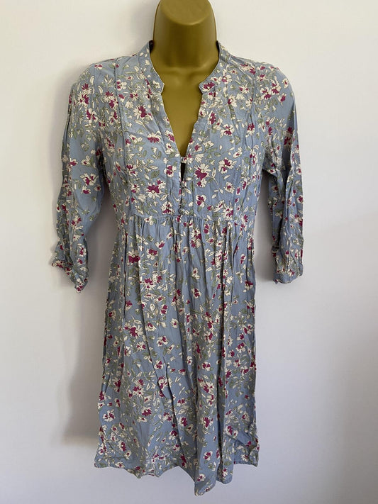 Seraphine Baby Blue Floral V-Neck Button Front Dress - UK Size 6