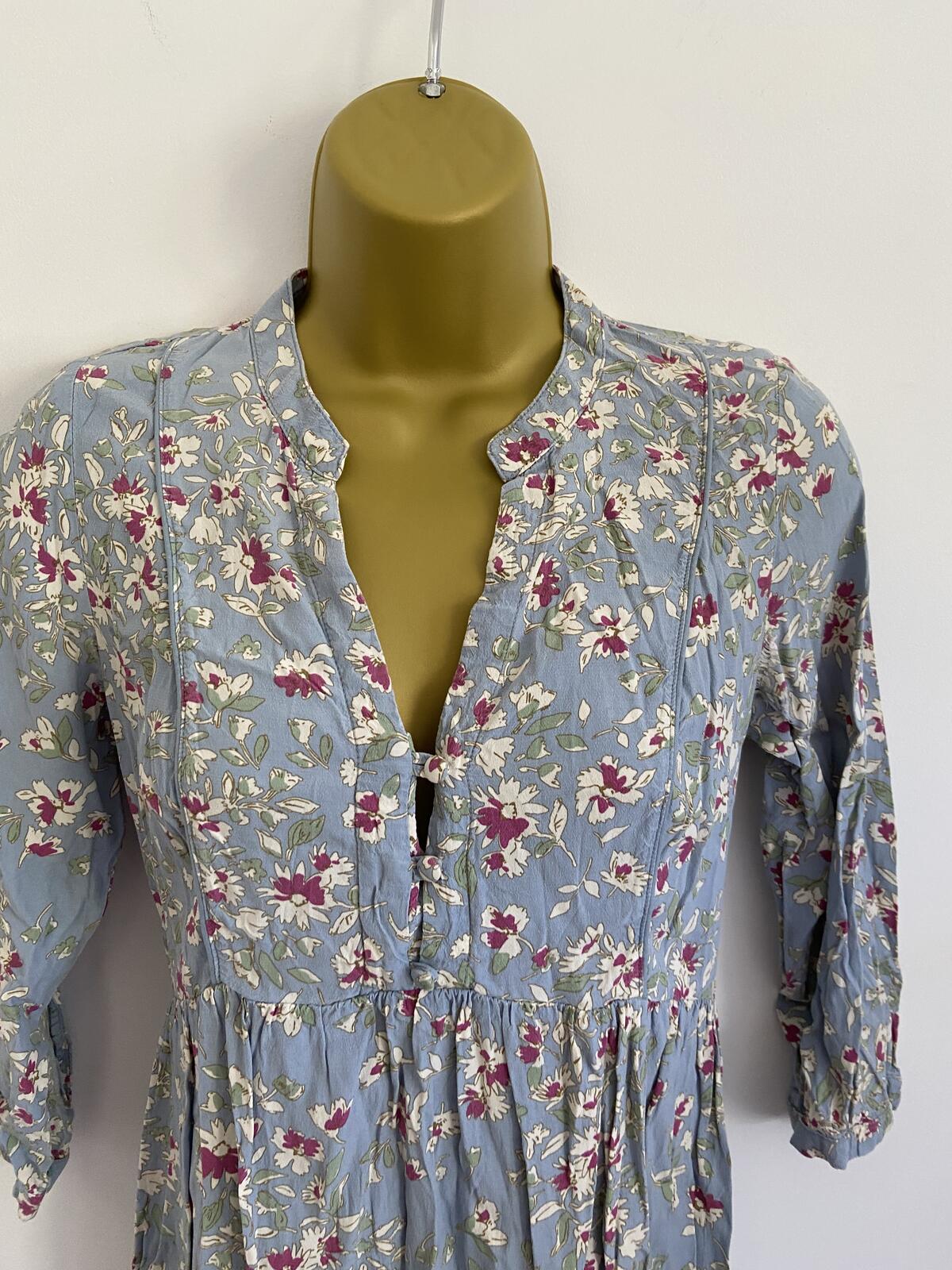 Seraphine Baby Blue Floral V-Neck Button Front Dress - UK Size 6