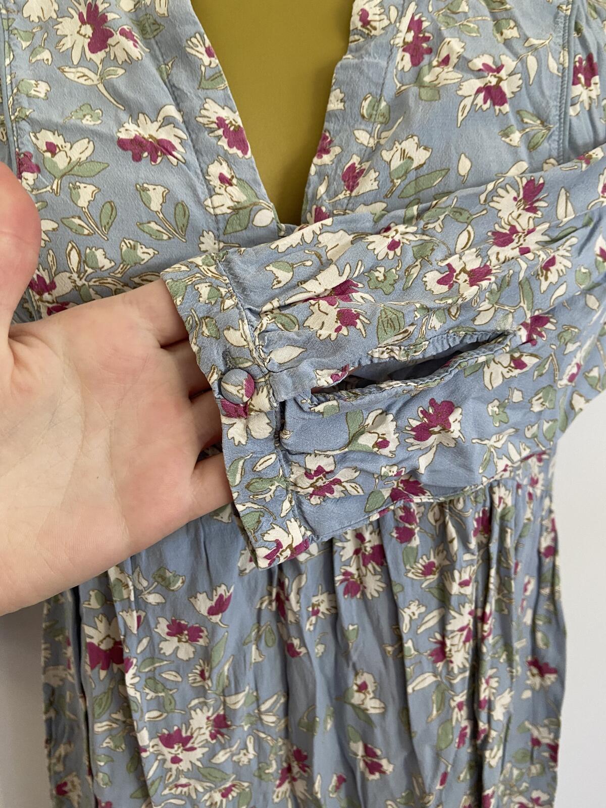 Seraphine Baby Blue Floral V-Neck Button Front Dress - UK Size 6