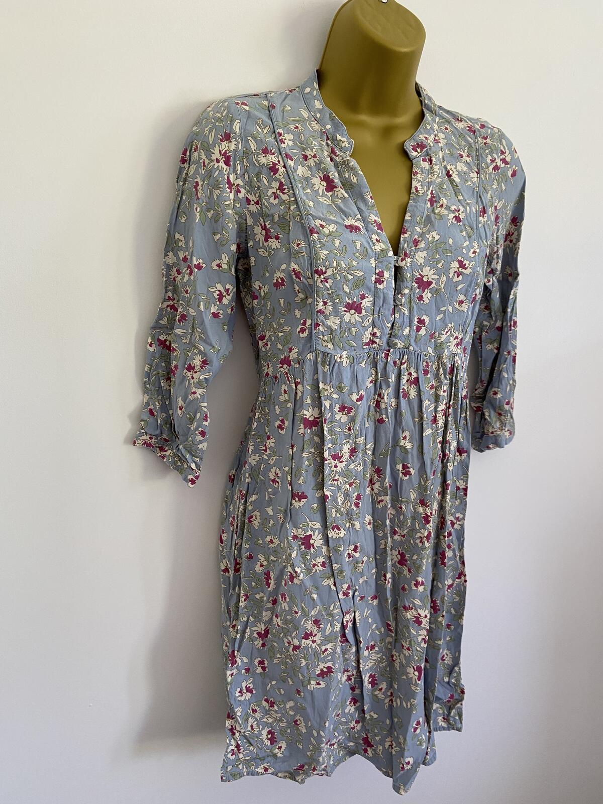 Seraphine Baby Blue Floral V-Neck Button Front Dress - UK Size 6