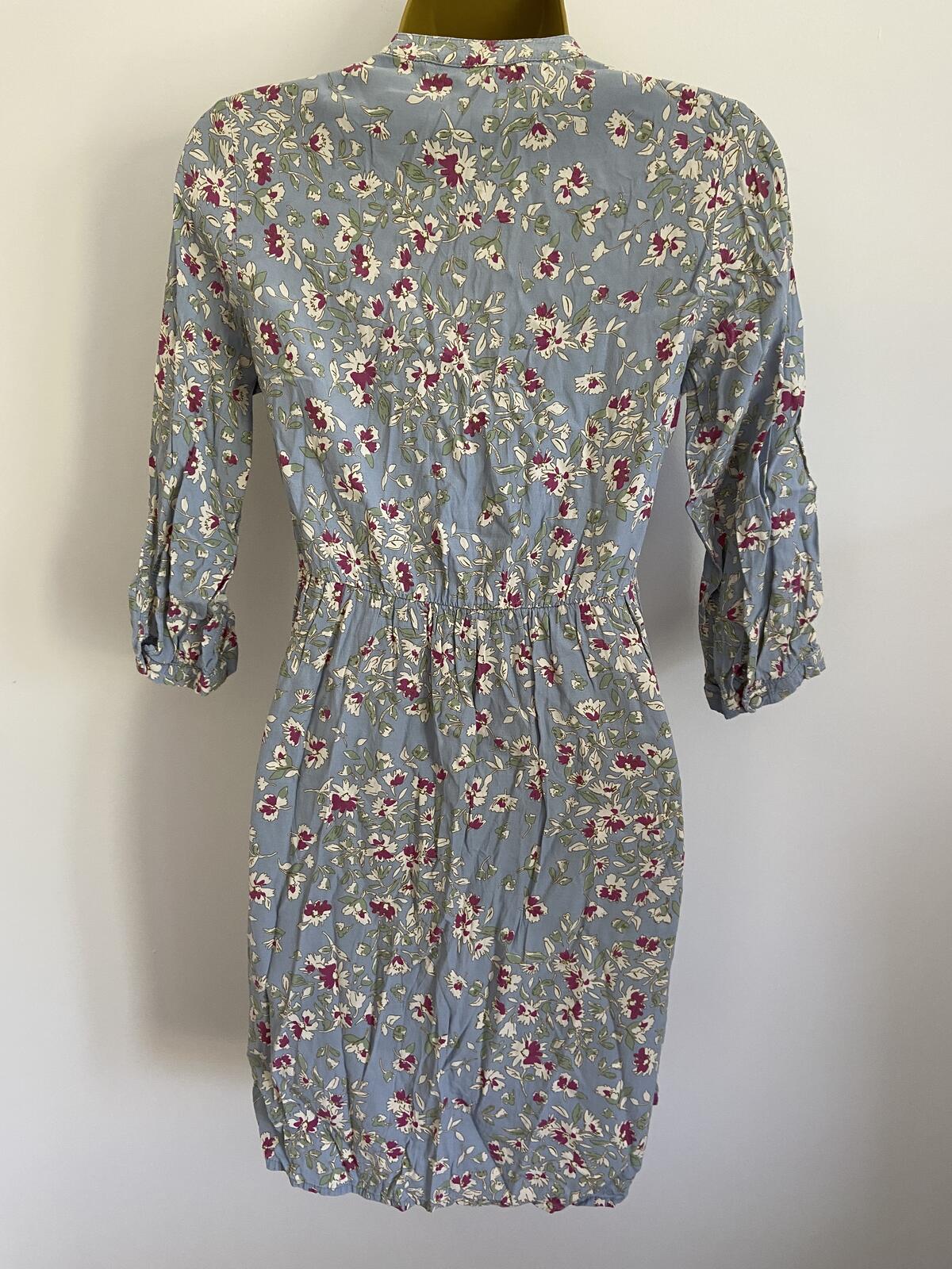 Seraphine Baby Blue Floral V-Neck Button Front Dress - UK Size 6
