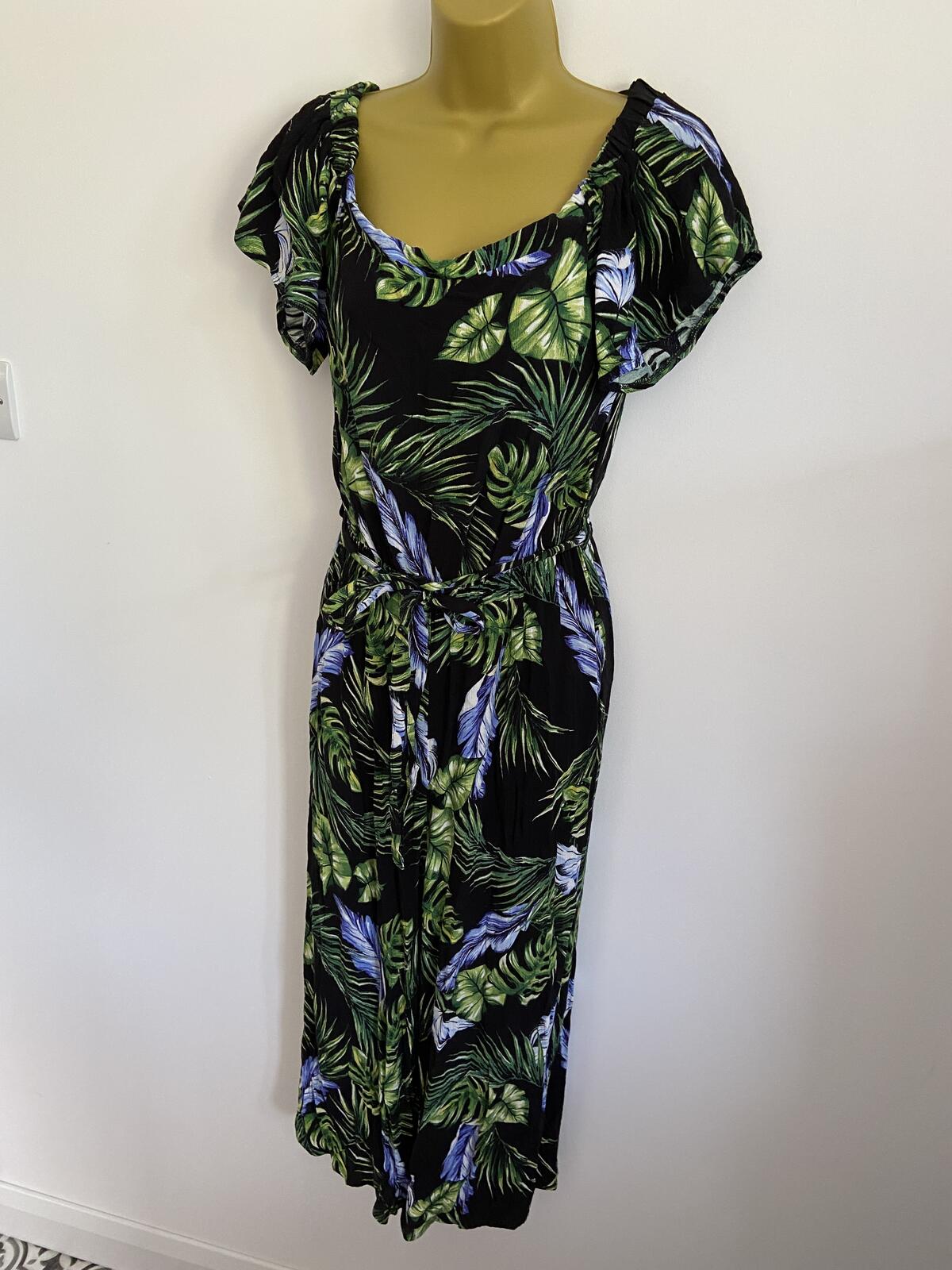 F&F Tropical Leaf Print Off-The-Shoulder Jumper - UK Size 10
