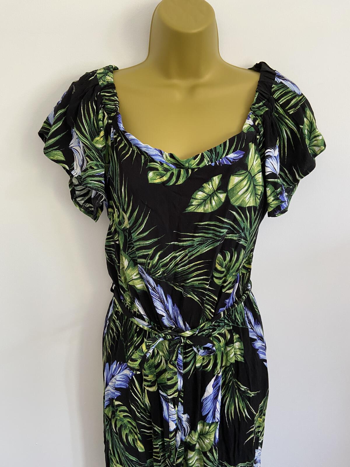 F&F Tropical Leaf Print Off-The-Shoulder Jumper - UK Size 10