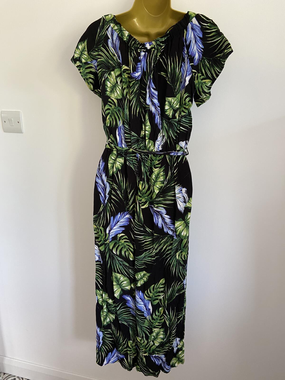 F&F Tropical Leaf Print Off-The-Shoulder Jumper - UK Size 10