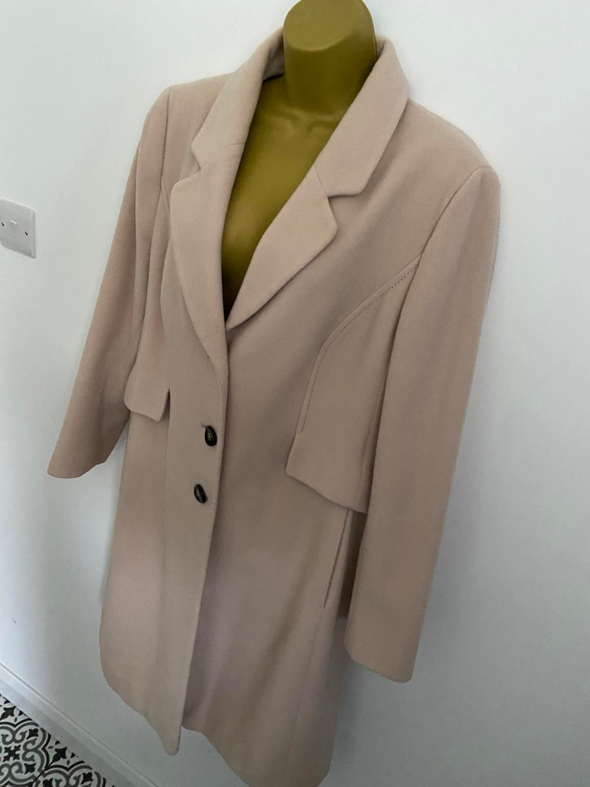 M&S Size 18 Buttermilk Wool & Cashmere Blend Longline Overcoat Smart Jacket