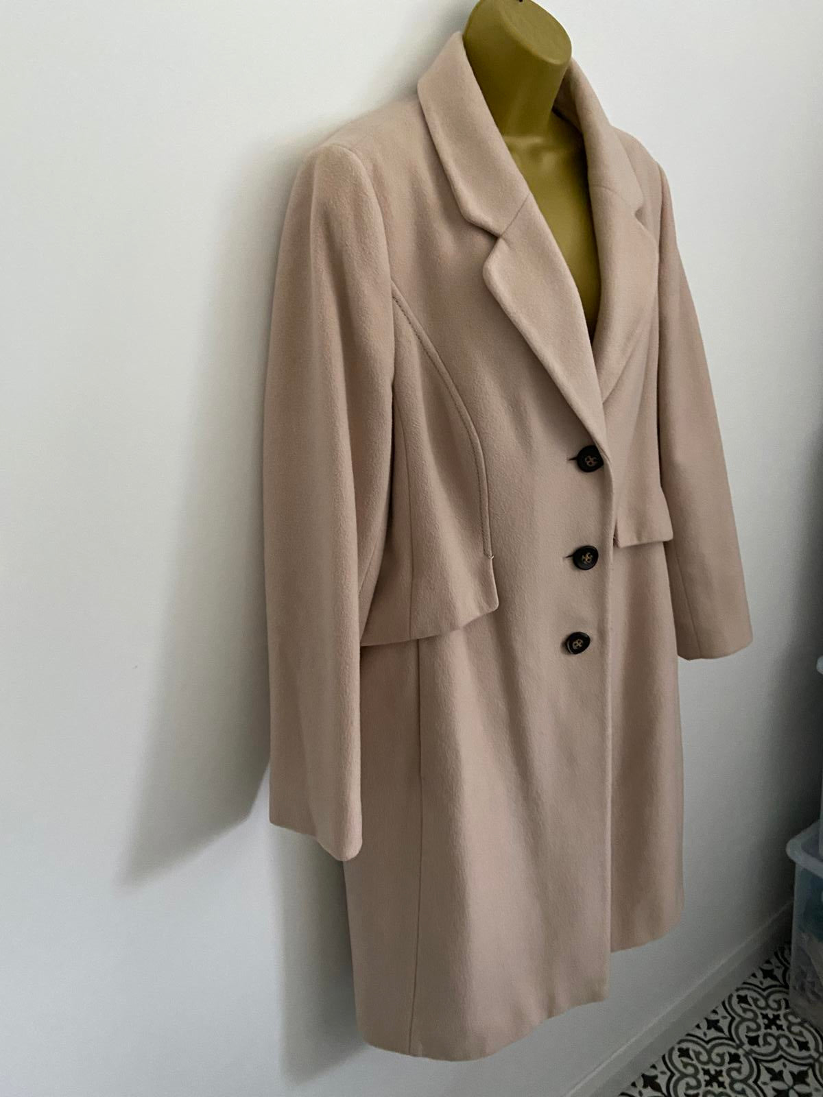M&S Size 18 Buttermilk Wool & Cashmere Blend Longline Overcoat Smart Jacket
