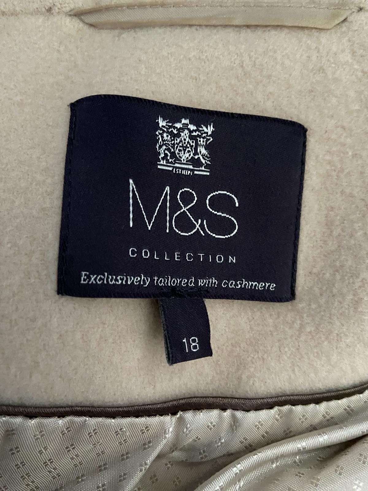 M&S Size 18 Buttermilk Wool & Cashmere Blend Longline Overcoat Smart Jacket