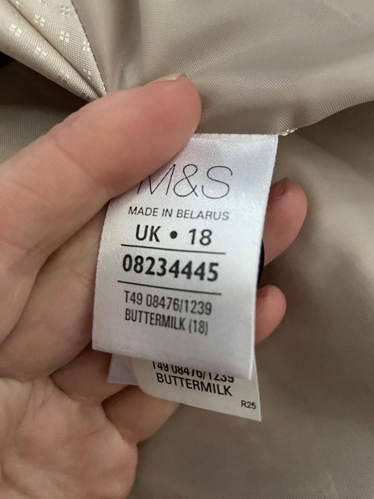 M&S Size 18 Buttermilk Wool & Cashmere Blend Longline Overcoat Smart Jacket