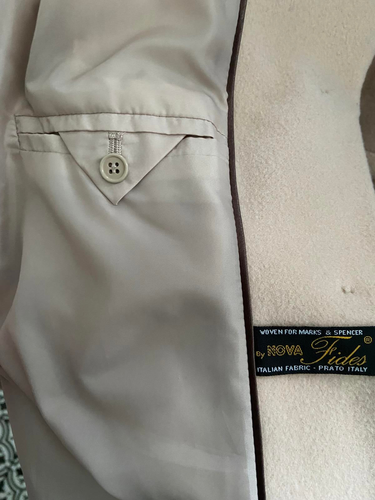 M&S Size 18 Buttermilk Wool & Cashmere Blend Longline Overcoat Smart Jacket