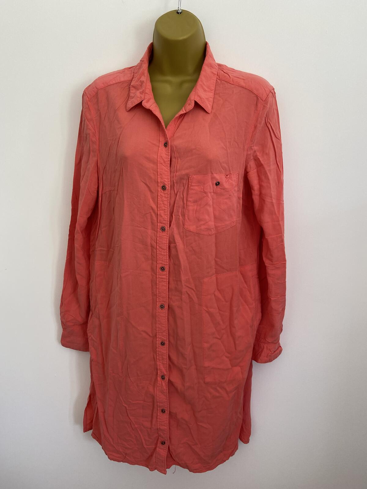 F&F Bright Pink Coral Button-Front Shirt Dress - UK Size 12