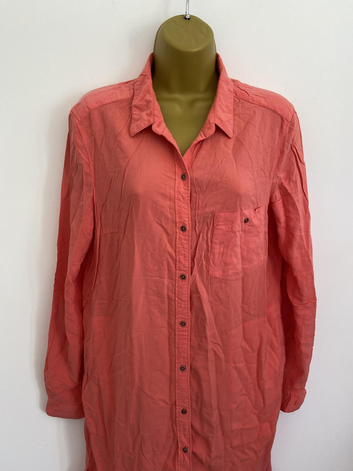 F&F Bright Pink Coral Button-Front Shirt Dress - UK Size 12