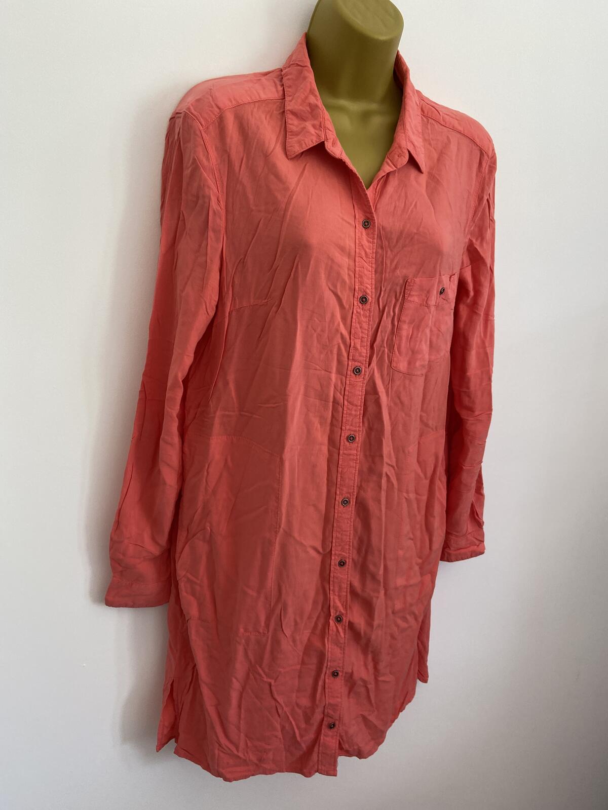 F&F Bright Pink Coral Button-Front Shirt Dress - UK Size 12