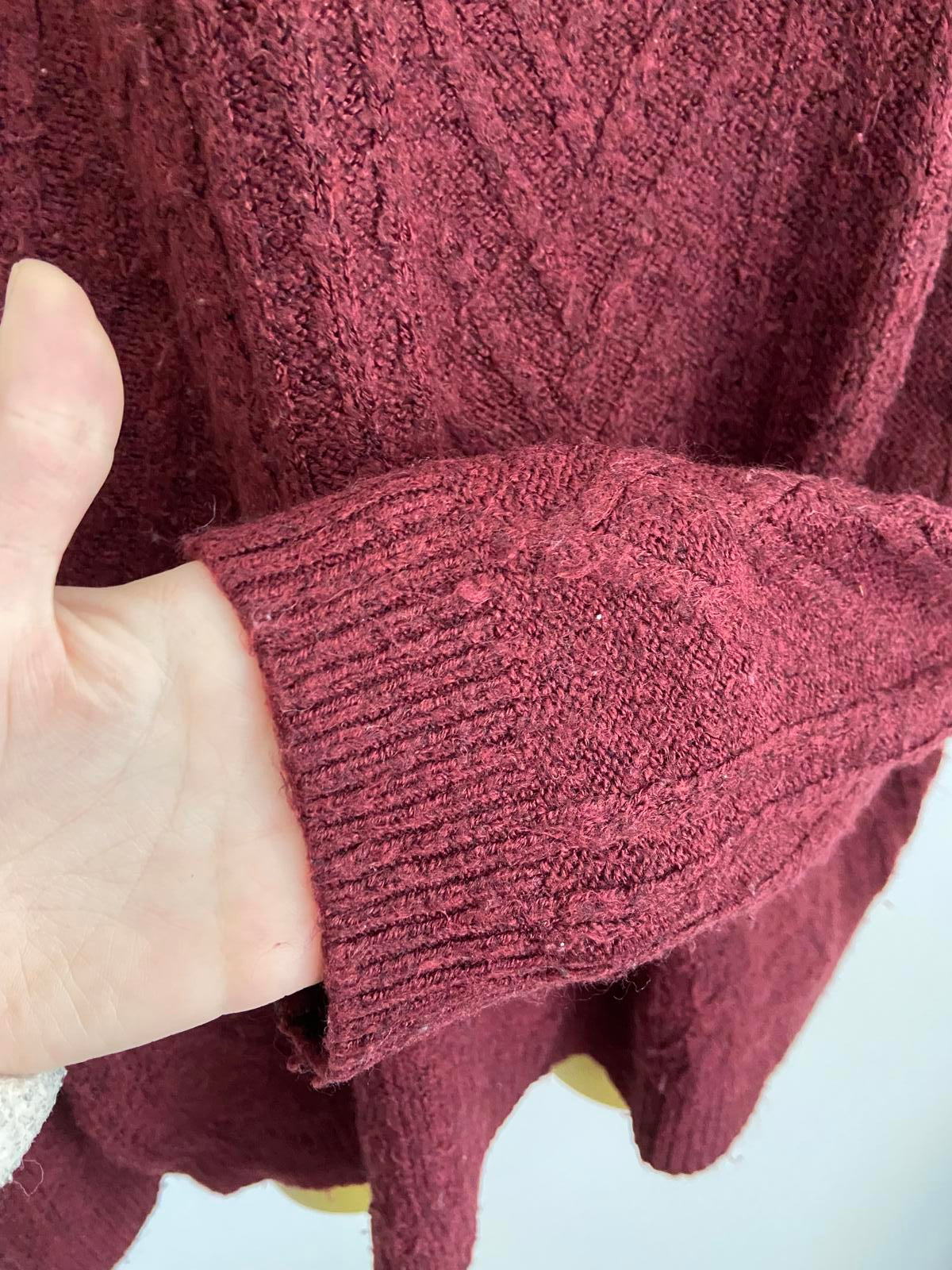 George Burgundy Cold-Shoulder Jumper - Knit, Round Neck, Size 22