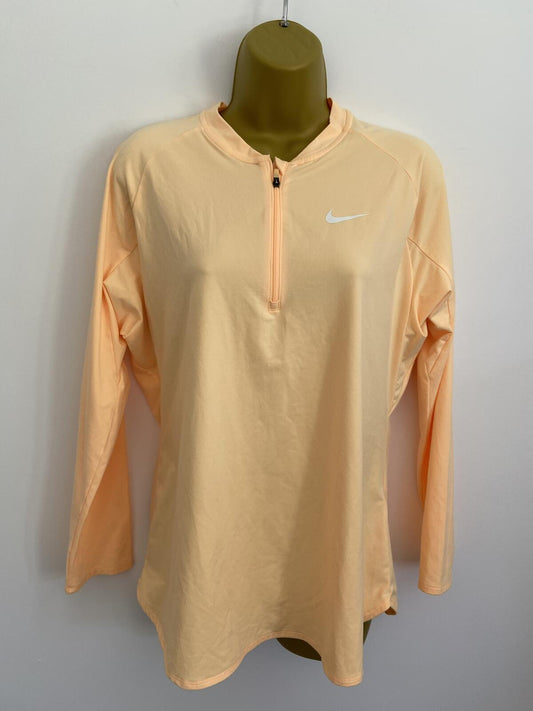 Nike Dri-FIT Yellow Quarter-Zip Long Sleeve Active Top - Size Large