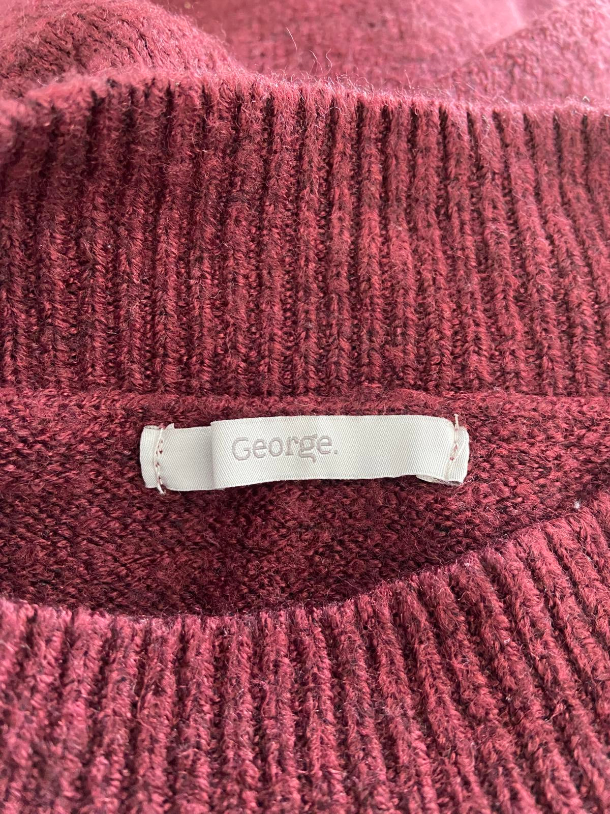 George Burgundy Cold-Shoulder Jumper - Knit, Round Neck, Size 22