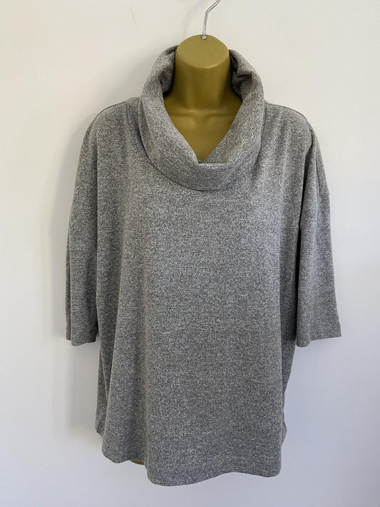 M&S Grey Lightweight Roll Neck Layering Top - UK Size 16