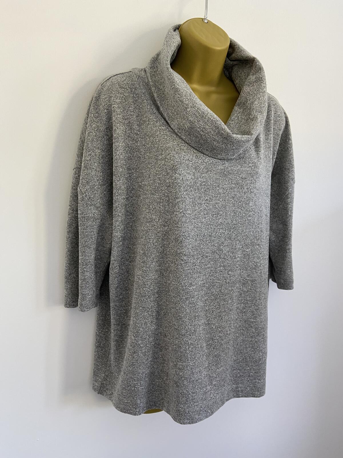 M&S Grey Lightweight Roll Neck Layering Top - UK Size 16