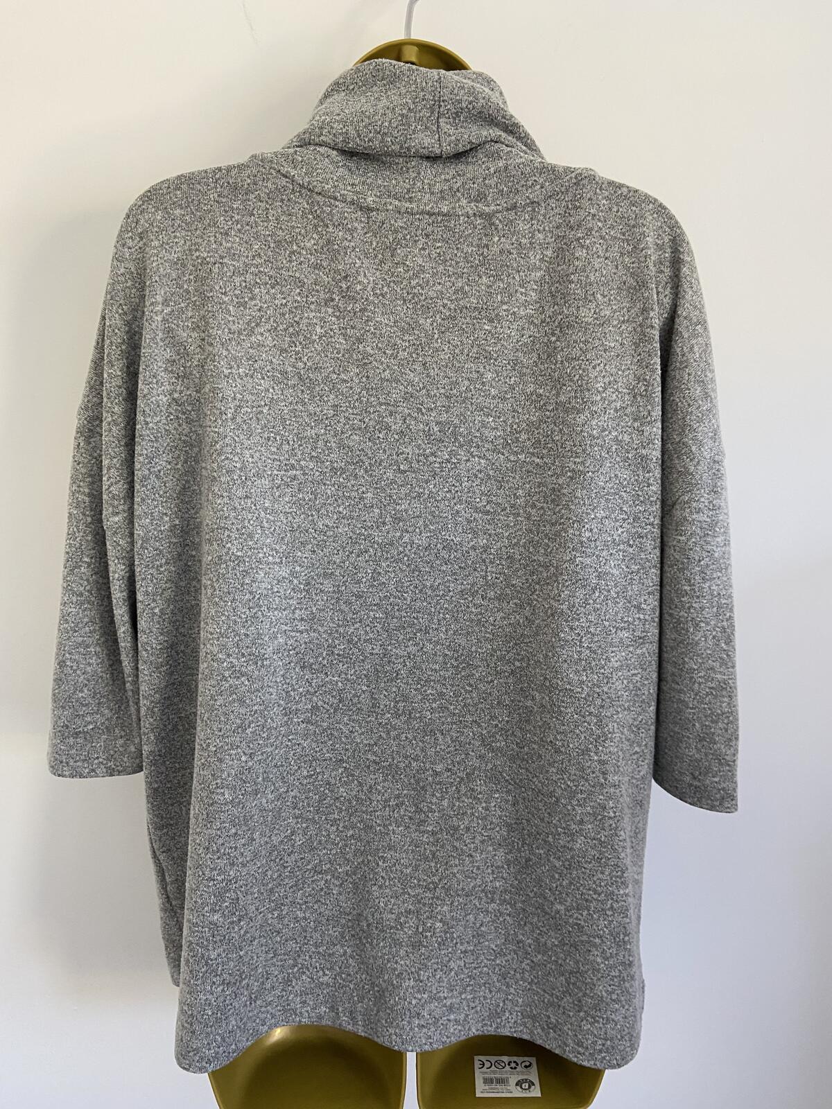 M&S Grey Lightweight Roll Neck Layering Top - UK Size 16