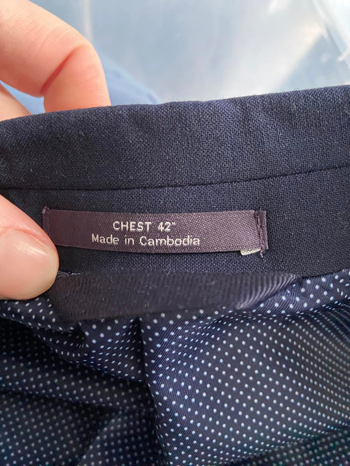 M&S Men's Slim Fit 2 Piece Suit 42L Blazer 36/31 Trousers Navy BNWT RRP £149
