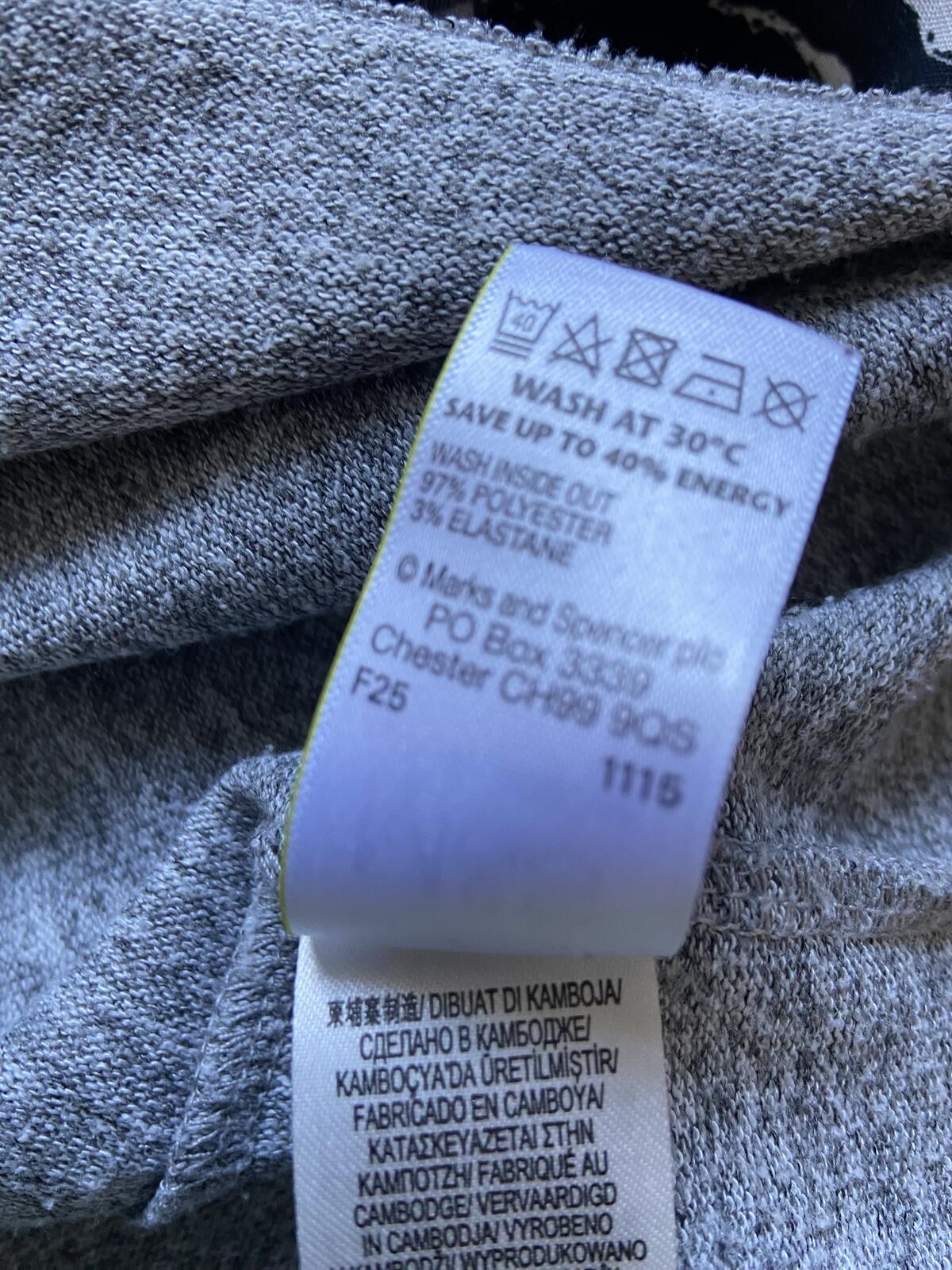 M&S Grey Lightweight Roll Neck Layering Top - UK Size 16