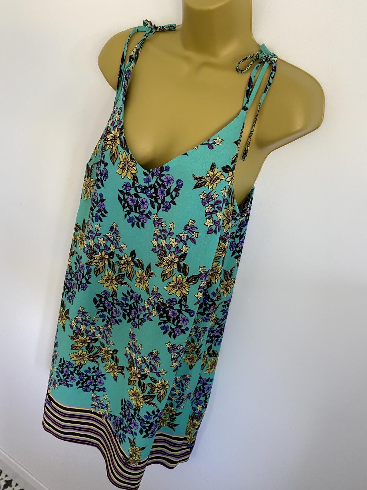 Papaya Turquoise Floral Lightweight Summer Dress - UK Size 12