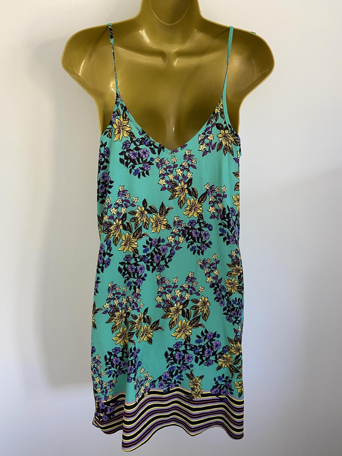 Papaya Turquoise Floral Lightweight Summer Dress - UK Size 12