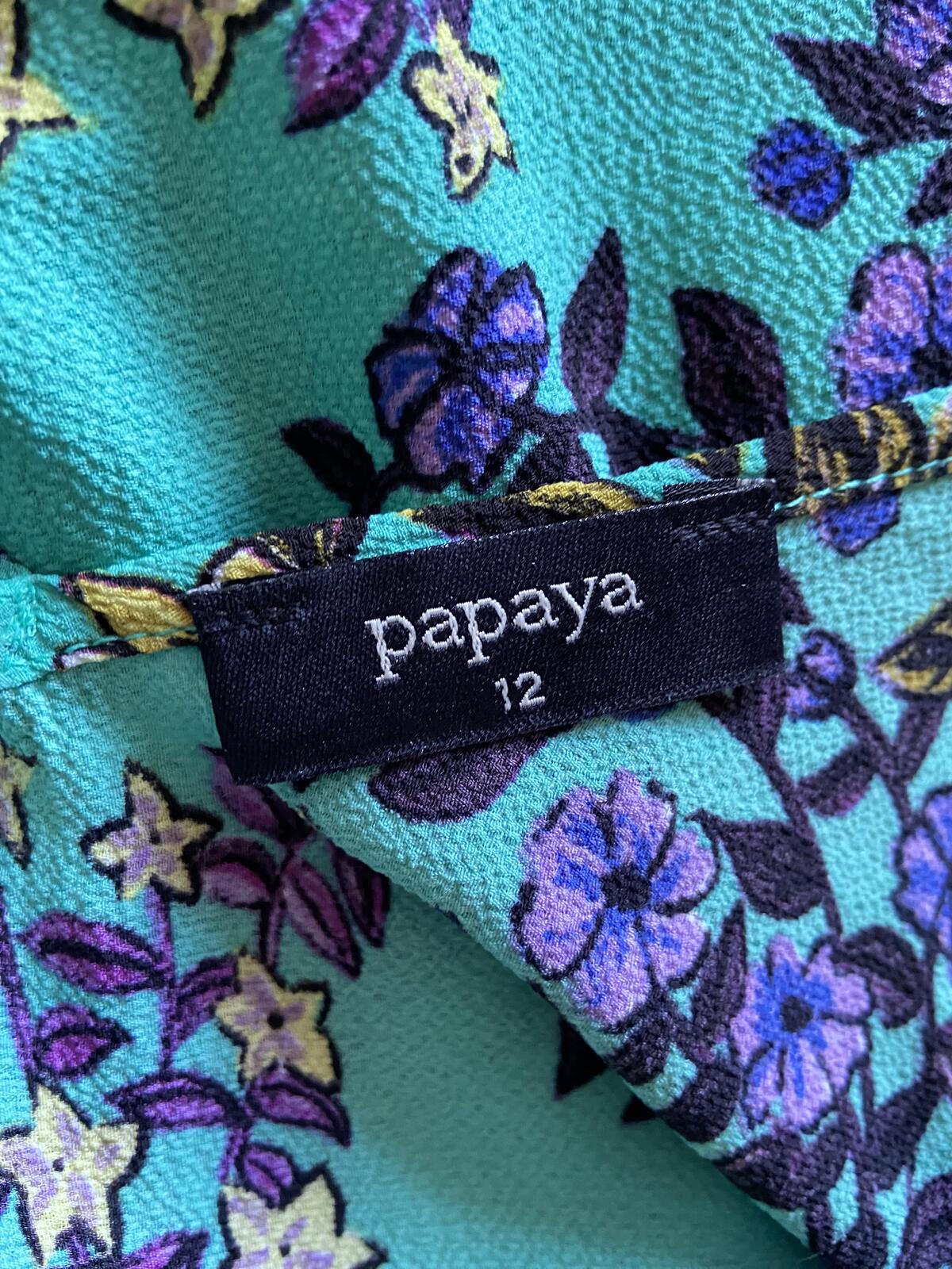 Papaya Turquoise Floral Lightweight Summer Dress - UK Size 12