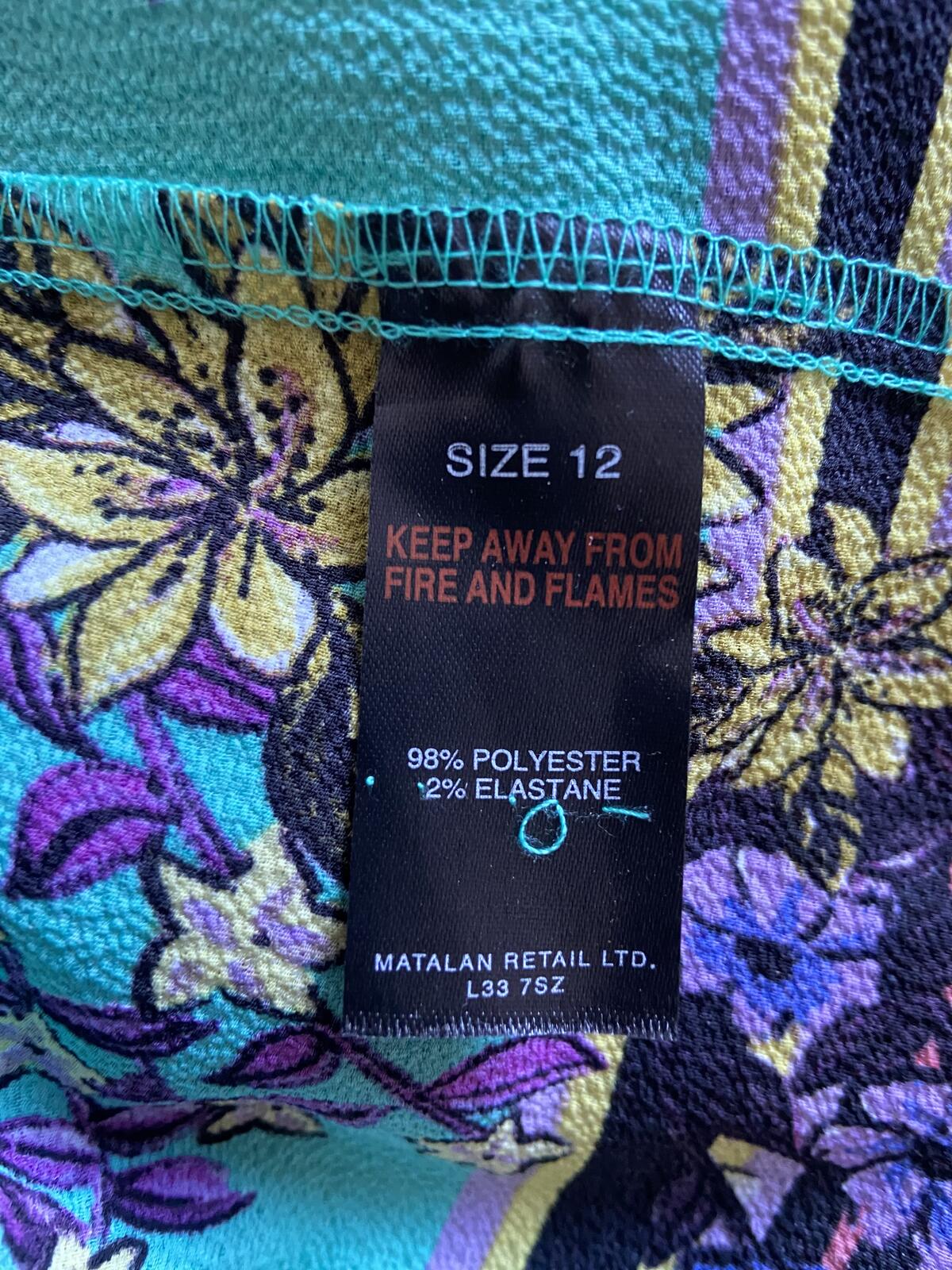 Papaya Turquoise Floral Lightweight Summer Dress - UK Size 12