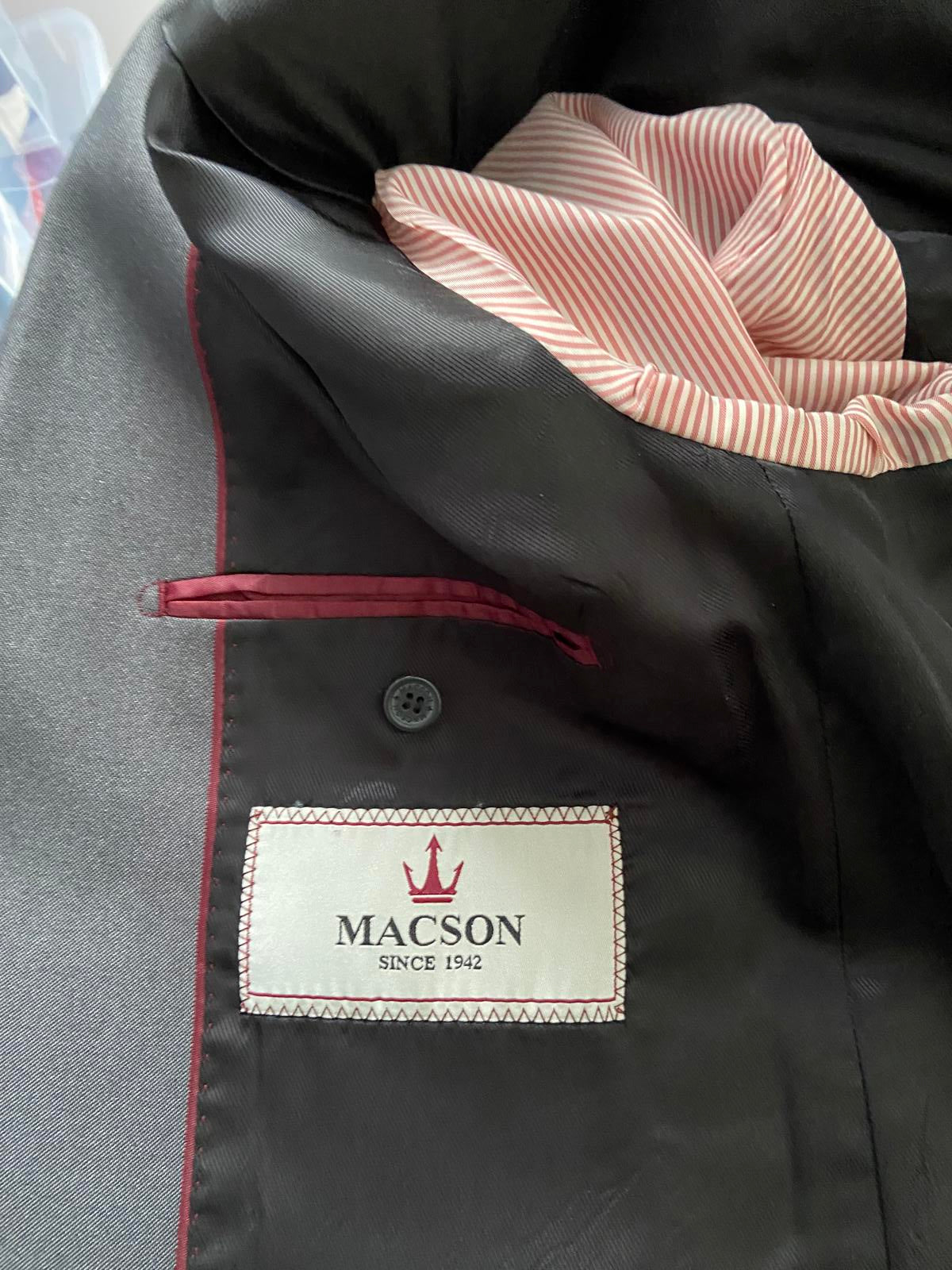 Macson Men’s 2pc Grey Suit Blazer 46" Chest Trousers 34" Waist Smart Formal